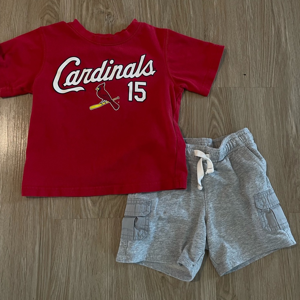 vintage st. louis cardinals holliday t shirt & shorts - 2t